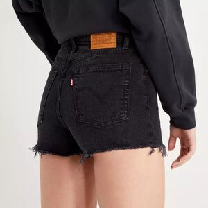 Levi’s Ribcage Shorts Women’s 28 Black Cut Off Button Fly High Rise Denim NWT